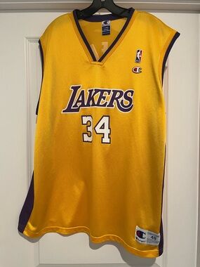Vintage Lakers Shaq O’Neal #34 Champion Jersey Size XL 48 Y2K NB